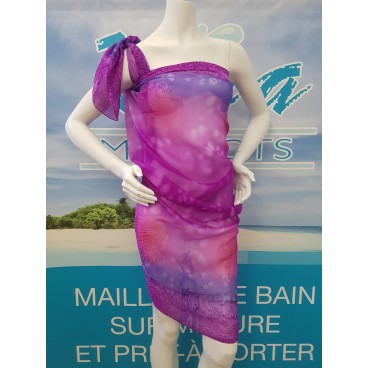 pareo de plage p-9 (Imprimé Orange/Mauve) pareo de plage p-9 (Imprimé Orange/Mauve)